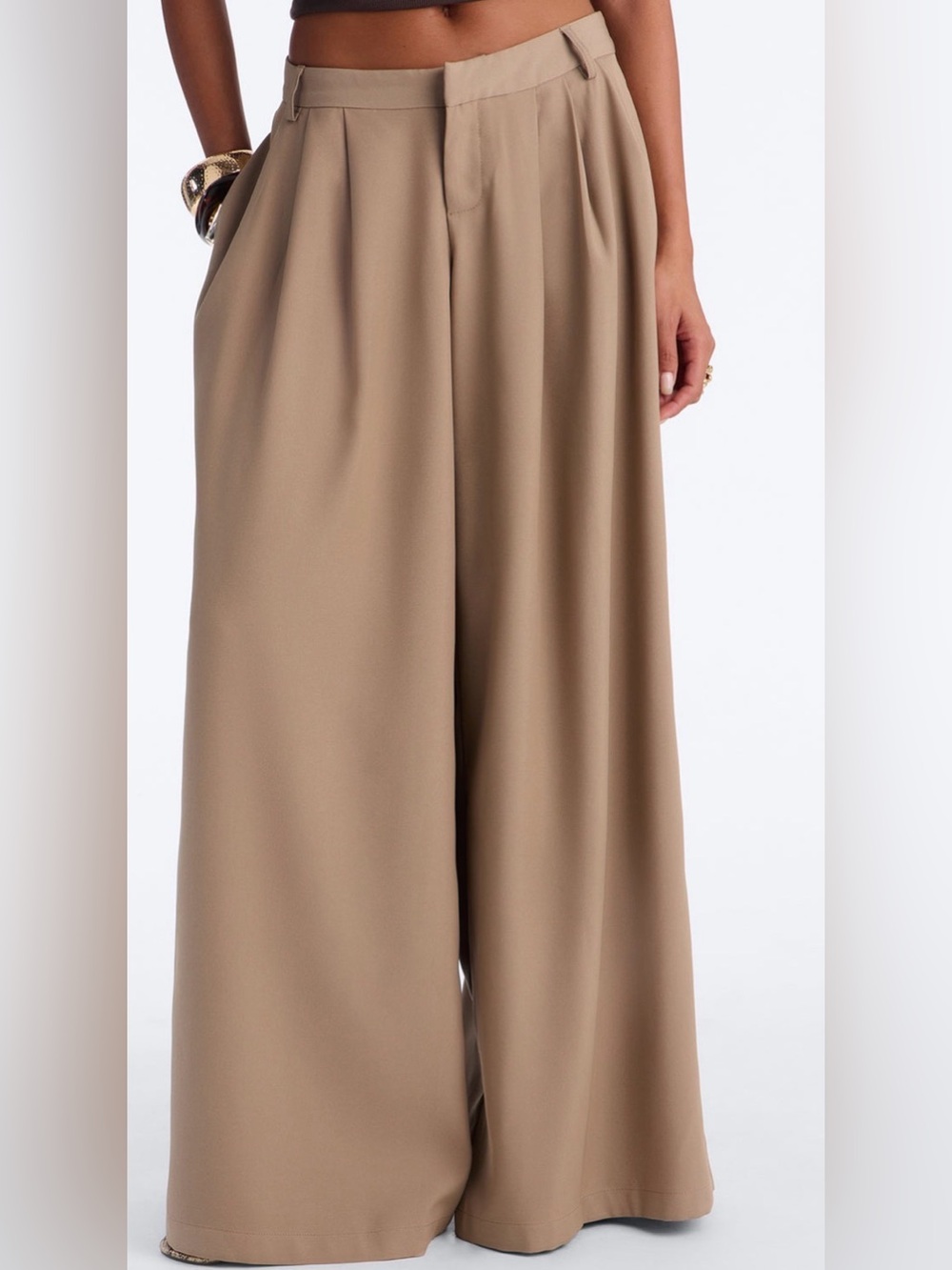 *NWT* Fashion Nova XXS Wide Leg Pleated Low Rise Trousers